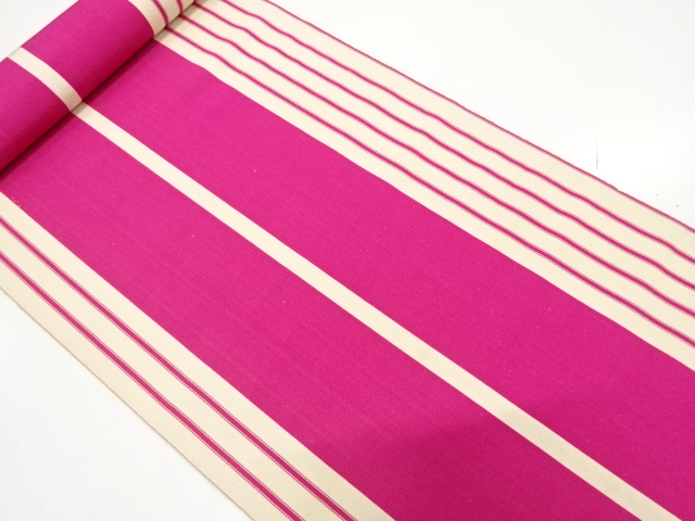 アンティーク　本場筑前博多　縞模様織り出し　八寸帯地反物